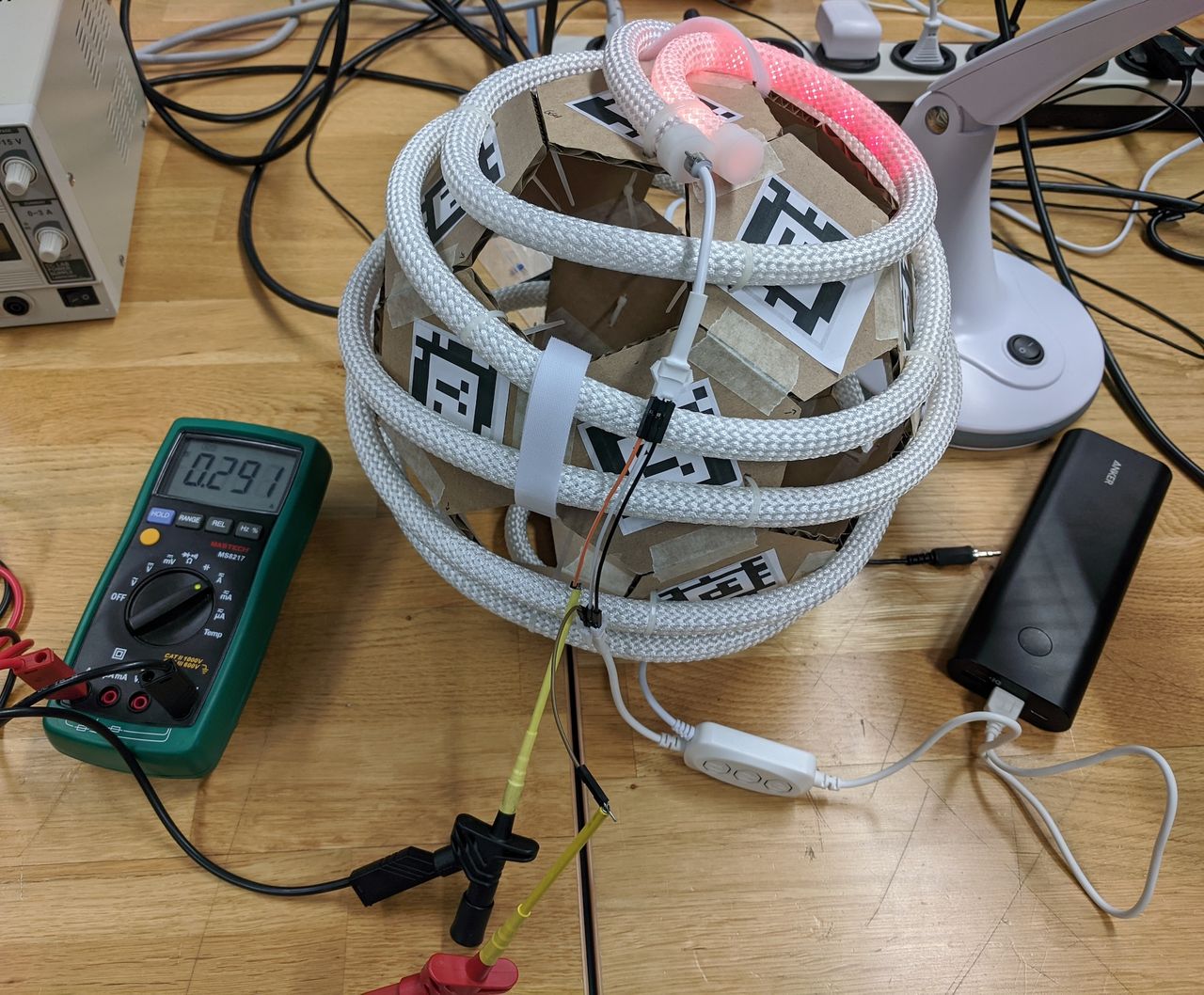 Power meter showing 0.3 amps.