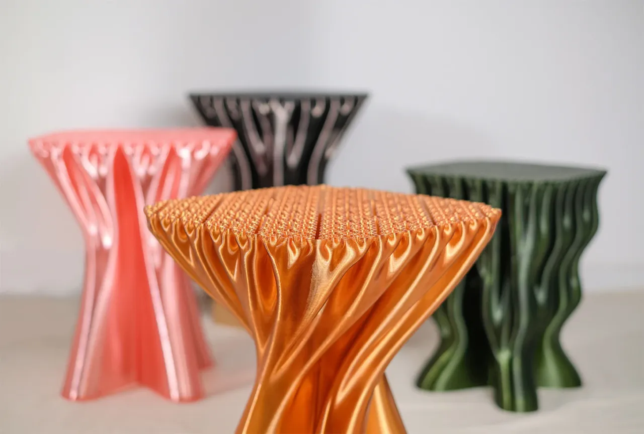 3d printed Sierpinski curve tables with chunky nozzle widths in vase mode.