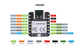 XIAO RP2040 pinout graphic.
